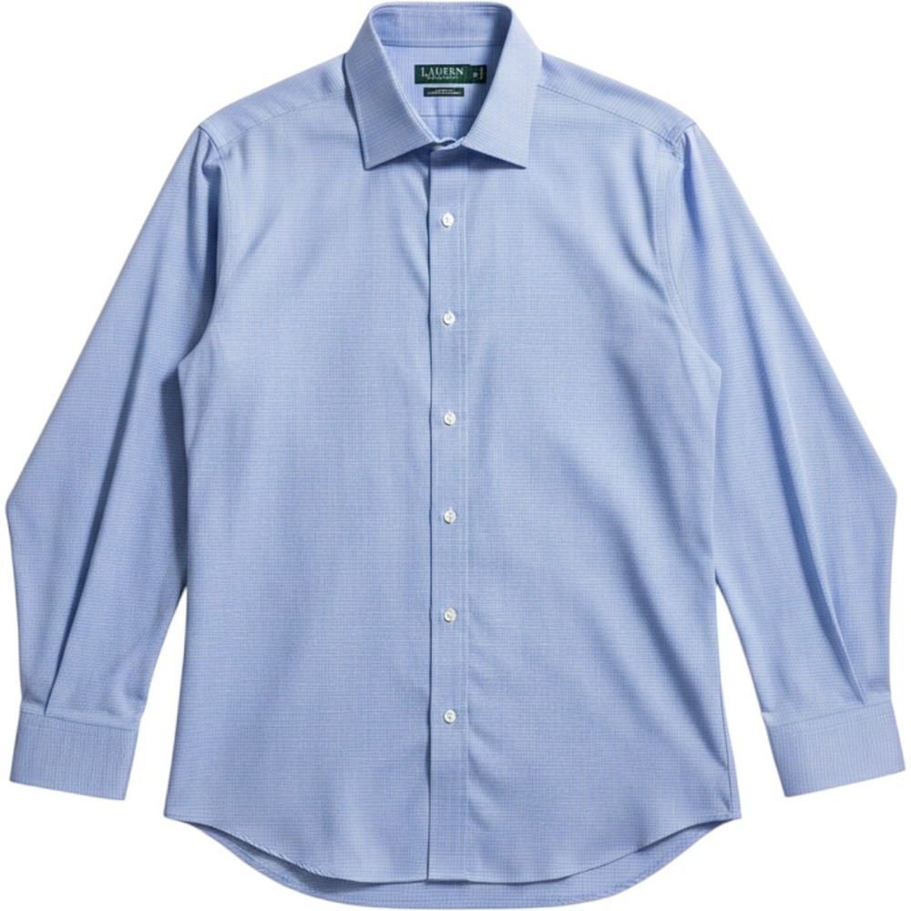 Lauren Ralph Lauren Mens 17.5 34/35 Blue Plaid Classic Fit Stretch Dress Shirt
